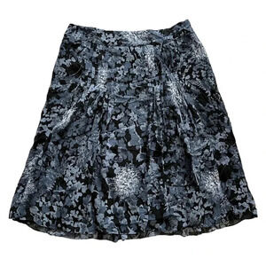 Ann Taylor Blue Floral Pleated A-line Skirt 8P